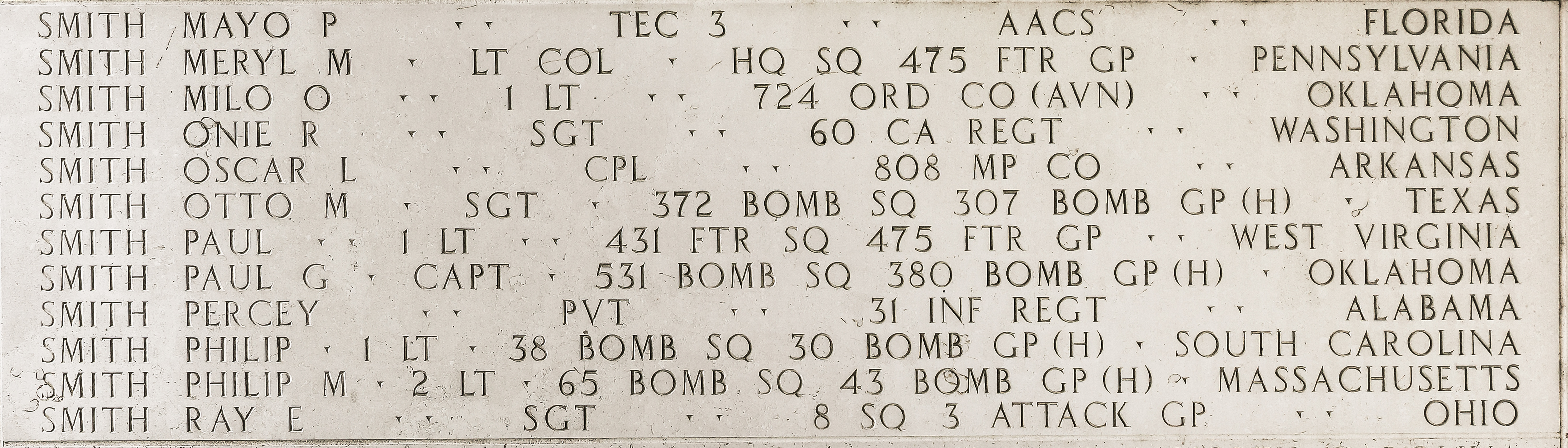 Milo O. Smith, First Lieutenant